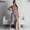 Kliou Låghals Skinny Jumpsuits Kvinnor Elastisk Hight Fitness Kvinna Sportkläder Ärmlös Casual Summer Fashion Streetwear 211119