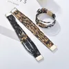 Leopard läder koppar rör pärlor armbandsbitlar för kvinnor 2022 mode legering magnet spänne armband multi-lagers smycken charm armband