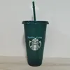 50 Starbucks Tumbler ze słomy i pokrywką, butelka wodna Mrożona Kubek Kubek Kubek, Puchar z tworzywa wielokrotnego użytku, Idealne na imprezy, Urodziny, 24oz DHL