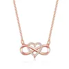 Mode Romantische Rose Gold Silber Farbe Unendliche Liebe Halskette Klassische Unendlichkeit Symbol Liebe Herz CZ Halskette G1206