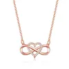 Mode Romantique Rose Or Argent Couleur Amour Infini Collier Classique Infini Symbole Amour Coeur CZ Collier G1206