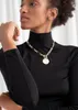 Mässing med 18K Gold Portrait Geo Coin Chains Halsband Japan Korean Style Party Designer T Show Runway Gown Smycken Rare Ins230m