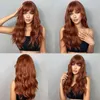 Hair Synthetic Wigs Cosplay Henry Margu Long Wavy Brown Red Orange Wigs with Bangs Cosplay Party Heat Resistant Synthetic Hair for Black Women Afro 220225