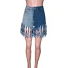 Femmes Denim Shorts grande taille 3X coupe C Offs glands jean Shorts vêtements d'été décontracté bleu lavé pantalons courts 5089