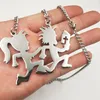 Gloednieuw gepolijst zilver Grote 3 Inch ICP Juggalette Hatchetman Ketting Charms Roestvrijstalen Hatchet Man Meisje Kettingen Hanger 4mm 24 ''