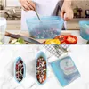 Contenitore per alimenti riutilizzabile Sacchetti in silicone Contenitori per la conservazione Set Ciotola fresca Stand Up Zip Borsa chiusa Tazza per frutta e verdura con organizer per guarnizioni