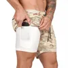 Masculino 2 em 1 shorts rápidos academia de ginásios fitness treping casual calças curtas de fundo 2021 Summer Beach bezerro de bezerro de moletom masculino