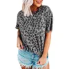 Leopard Print Sexy O Neck Short Sleeve Women T Shirt Casual Loose Homewear Plus Size Streetwear Female Tops 210603