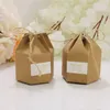 Presentförpackning 50st/pack Kraft Paper Candy Boxes Creative Hexagon Sweet Packing With Rope Wedding Packaging Box