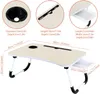 Table pliable pour ordinateur portable, plateau de lit pour ordinateur portable, support de lecture pour ordinateur portable, table de canapé, bureau de lit avec tiroir latéral pour lire un livre, regarder un film sur le lit/canapé