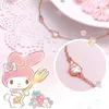 Bağlantı, Zincir MyMelody Çilek Parlak Kristal Bilezik Kadınlar Için Gül Altın Tasarımcı Charms Boho Takı