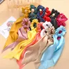 Haarbanden Accessoires Vintage Satijn Scrunchies Bow Hairband Ties Lint Scrunchie Paardenstaart Houder Rubber Touw Decoratie M3501