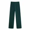 Mulheres de primavera Linha brilhante decoração verde casual terno calças escritório senhora calças soltas p 210430