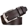 Belts Casual Cowskin Belt Men Accessories Genuine Leather For Vintage Pin Buckle Grid Embossing Mens Gift Man PD05