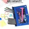 Pencil Bags 6Pack Ring Binder Pouch Bag With Holes 3-Ring Zipper Clear Window For Office Students(6 Colors)