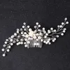 European Design Leaves Accessori per capelli da sposa Pearl Crystal Flower Bridal Hairs Pettine regalo di gioielli per capelli da sposa