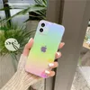 Custodie per telefoni laser con gradiente arcobaleno per iPhone 13 12 11 Pro Max X XR XS 8 Plus Cover posteriore rigida per PC trasparente INS Aurora