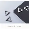 Mode minimalistisk svart triangel 925 sterling silverallergifria kvinnor hoop örhängen smycken läge bijoux 210707