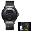 Nya män Watch Top Brand Casual Fashion 3D Skull Rostfritt Stål Vattentät Militär Sport Man Armbandsur Relogio Masculino Q0524