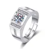 Classic 925 Sterling Sier Created Diamond Wedding Square Ring For Man