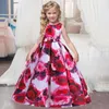 2021 Tonåring Girl Dress Kids kläder för barn Skriv ut golv Princess Vestido Party Bröllopsklänning 10 12 år Vestidos Q0716