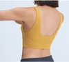 Yoga Sports Bra Fitness Wear Padded Tank Tops Shirt LU-17 Irregular Gathered Shockproof Navel Indoor Women Solid Color Gym Underwear Ropa