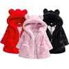 Winter Plüsch Imitation Pelz Mädchen Jacke Warm Halten Mit Kapuze Oberbekleidung Für Kinder 1-8 Jahre Weihnachten Geschenk Kinder Mantel 211023