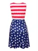 فساتين الأمومة السيدات نجوم الطباعة تنورة الشاطئ مخطط اللباس الأمريكي العلم الاستقلال اليوم الوطني الولايات المتحدة الأمريكية 4th July الملابس M3438