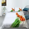 Bedding Sets Luxury Red Flowers And Gift Box Printing Set Quilt Cover With Pillowcases Bedclothes All Sizes 2/3pcs
