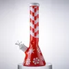 Xmas Big Bong Estilo de Natal Vidro Bongo Aughty Floco de neve Floco de água em linha reta tubo 7mm espessura Beaker Hookah com tigela difusa downstem downstem plataformas atacado