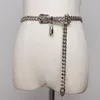 Gürtel 2022 Goldkettengürtel Lock Metall für Frauen Kubanische Schlüsselketten Silber Punks Kleid Bund Long Ketting Riem Cummerbunds228p