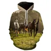 Heren Hoodies Sweatshirts Animal 3D Print Painted Horse Men/Women Hoodie Brand Design Harajuku pullover herfst en wintertoppen