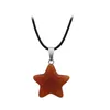 Natural Crystal Stone Pendant Necklace Creative Star Gemstone Necklaces Hand Carved Women's Fashion Accessory With Chain BBF14157