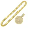 Iced Out Cubic Zircon NO 7 Coin Pendentif Avec Strass Big Miami Chaîne Cubaine Collier Ras Du Cou De Mode Hip Hop Hommes Bijoux Colliers