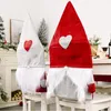 의자 커버 크리스마스 커버 얼굴이없는 드워프 모자 디자인 좌석 백 쿠션 휴일 연도 분위기 장식