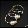 Bangle Jewelryukmoc Romantic Alloy Imitatie Pearls armbanden mode aessories kleding metalen manchet armbanden voor dames charme sieraden1 6036014