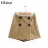 Klkxmyt automne deux pièces ensembles femmes mode poche chemises bouton veste manteau + Double boutonnage Shorts 2 ensemble 210527