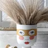 Little Girl Head Matte Bord Flower Vase Woman Face Golden Eye Mask Flower Arrangement Big Mouth Desk Pot Home Decorative Bottle S6394717