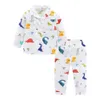 Mudkingdom Cartoon Ragazzi Pigiama Set Colletto rovesciato Pigiama Tuta manica lunga Ragazzo Dinosauro Pigiama Bambini Sleepwear 210615