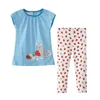 Jumping meters Applique Flamingo baby Clothing sets for 2-7T girls clothes summer cotton stripe 2 pcs set selling suits girl 210529