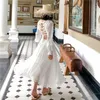 캐주얼 드레스 [eWQ] 2021 봄 여름 유럽 디자인 빈티지 화이트 Boho 높은 허리 엠파이어 레이스 드레스 럭셔리 백리스 숙녀
