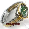 Armbanduhren Golden plattiert 40mm grünes Zifferblatt Saphirglas Keramik Automatische Bewegung Herrenuhr Männer