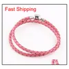 Charm-Armbänder, hochwertiger feiner Schmuck, gewebt, 100 % echtes Leder, Mischungsgröße 925, Silber-Verschluss, Perle für Pandora-Charms-Armband, DIY-Markierung 7Nw5H