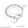 Charm Armband Hight Quality Silver-Color Bangles Heart Love Tag Bracelet Smycken för Kvinnor Gåva Till-Clasps