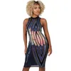 Été automne femmes moulante célébrité soirée robe de soirée Vestidos Verano Sexy sans manches Midi piste tenue de club robes 210520