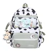 Mochila impermeável bonito vaca impressão grande capacidade mochilas para meninas sacos de escola moda feminina ombro kawaii bag326m