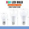 220V E27 RGB LED Lampadina 5W 10W 15W RGBWW Luce 110V LED Lampada Variabile Lampada RGBW colorata con telecomando IR