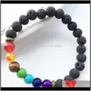 Beaded, Strands Bracelets Jewelry Drop Delivery 2021 Fashion 8Mm Natural Lava Rock Beads Volcano Tiger Eye Laips Amethyst With Seven Color St