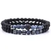 Strand Beaded Strands 6mm Natural Stone Beads Bracelet 2pcs / set CZ Ball Bracciali Femme Amis Bracelets Pour Femmes Hommes Bijoux Hommes Bilekl