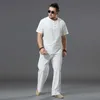 Large Size Clothes Store Costume Linen Crop Top Male 9XL 100% Cotton White Shirt shirt Men Plus Short Sleeve 210707